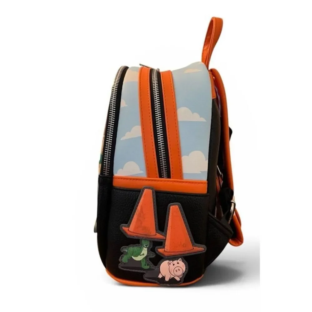 Loungefly Mini Backpack Toy Story 2 Walking Cones Scene Disney Pixar Orange NWT
